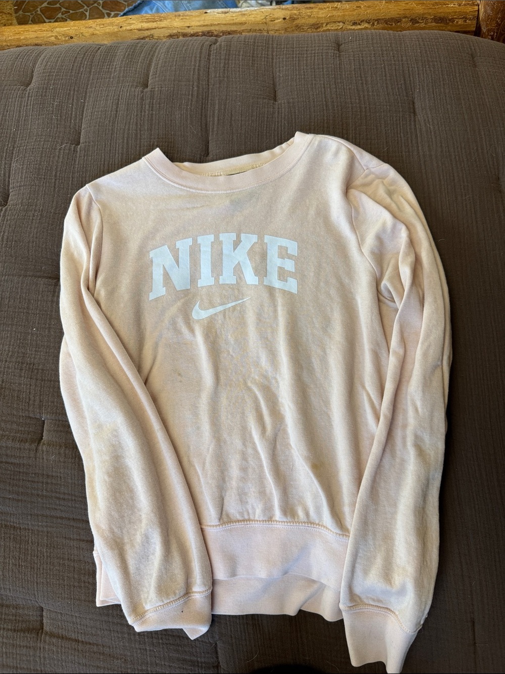 Nike Women's Crew Sweatshirt in Pale Pink with White Logo